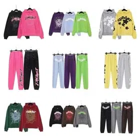 Sp5der Celebrity-style spider web foam hooded casual suit-2273  
