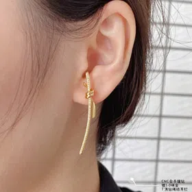 Tiffany diamond knot earrings-3970  