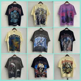 Godspeed Skull Rock Band Washed Casual Loose Short Sleeve T-shirt-2758  